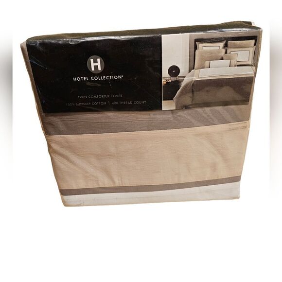 HOTEL COLLECTION Tri-Color Twin Comforter Cover & Bedskirt - NEW - Picture 1 of 7